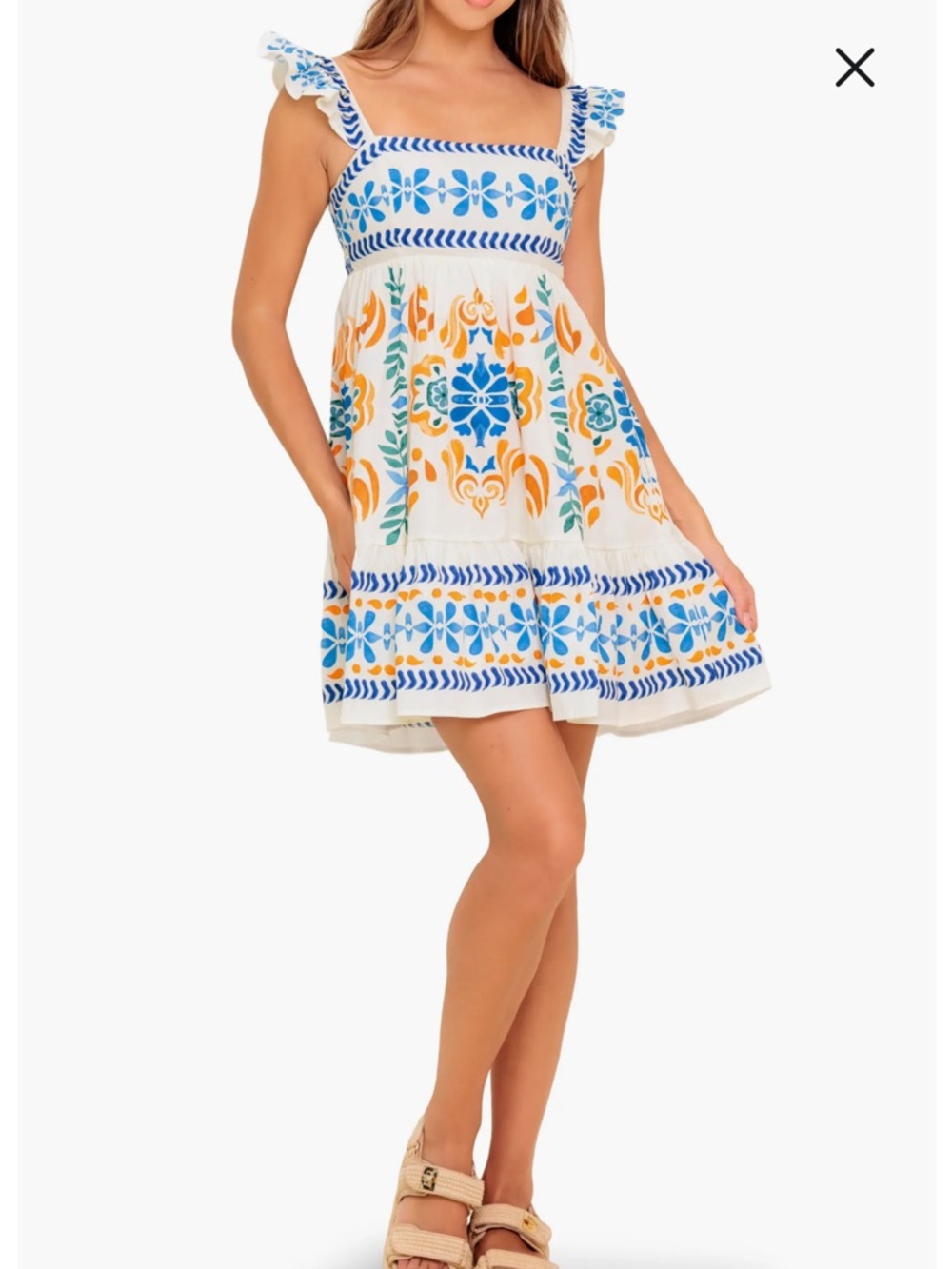 Flying Tomato Sz Large Floral Kiss Ivory Woven Mini Dress • NEW!
